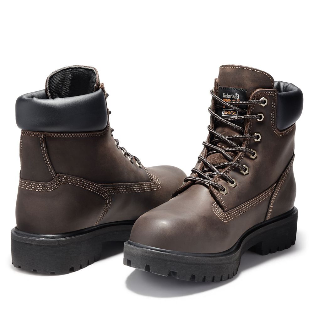 Timberland Pro Μποτακια Ανδρικα Καφε - Direct Attach 6\" Steel Toe - Greece 2391476-UX